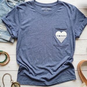 Market & Spruce Stitch Fix Be Kind Heart Pocket Tee Navy Blue Large
